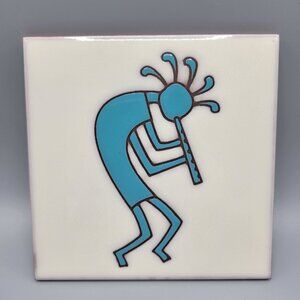 Vintage Kokopelli Ceramic Tile Trivet Wall Hanging Flute Dancer Handcrafted USA